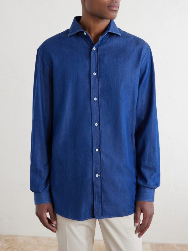 Cutaway-Collar Cotton-Chambray Shirt - FR Cutaway-Collar Cotton-Chambray Shirt - FR