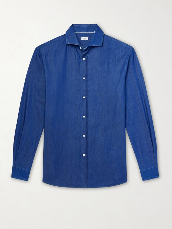 Cutaway-Collar Cotton-Chambray Shirt Cutaway-Collar Cotton-Chambray Shirt