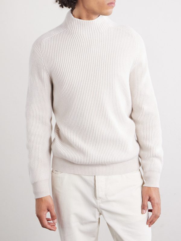 Ribbed Cashmere Rollneck Sweater - FR