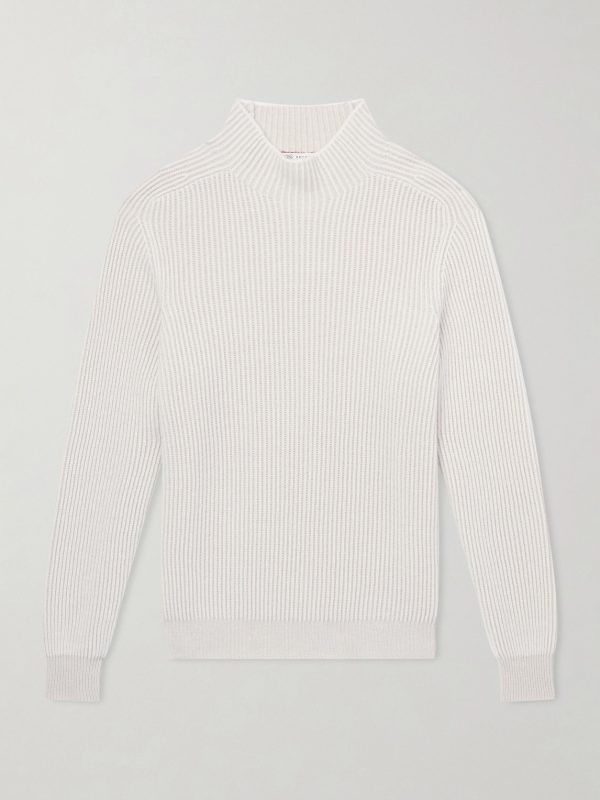 Ribbed Cashmere Rollneck Sweater