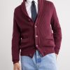 Shawl-Collar Ribbed Cotton Cardigan - FR Shawl-Collar Ribbed Cotton Cardigan - FR