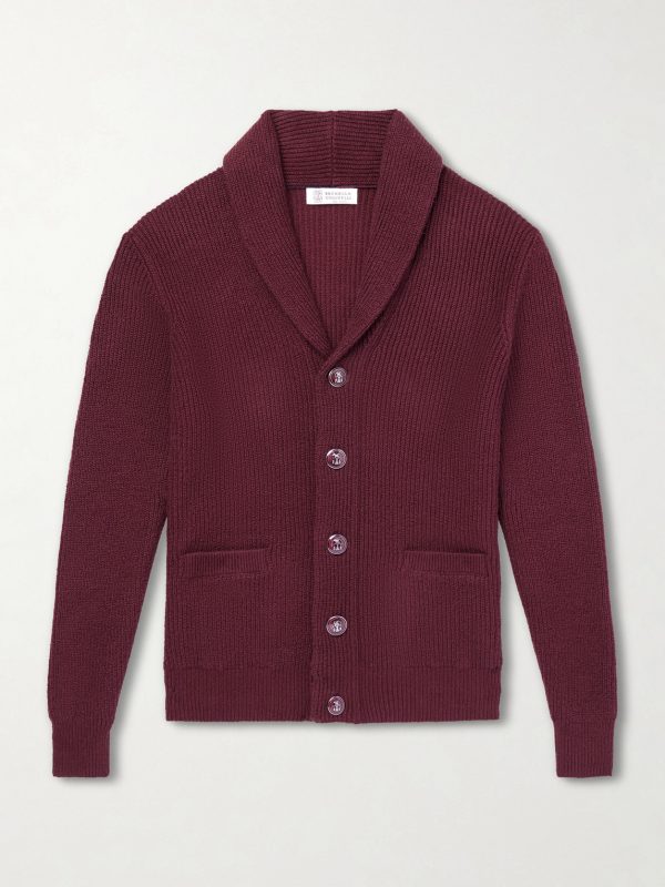 Shawl-Collar Ribbed Cotton Cardigan Shawl-Collar Ribbed Cotton Cardigan