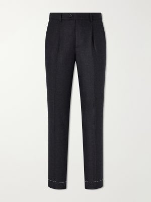 Straight-Leg Pleated Virgin Wool Suit Trousers