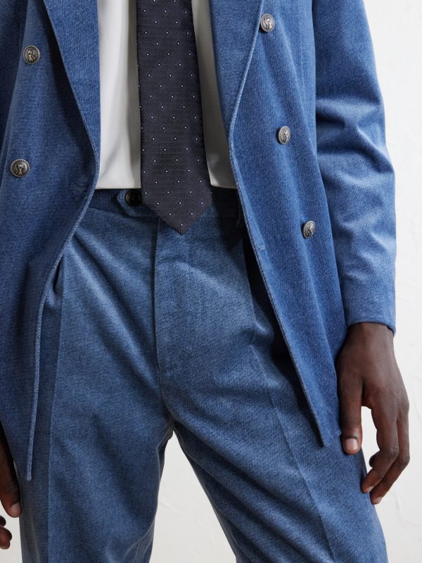 Straight-Leg Pleated Cotton-Velvet Suit Trousers - CU Straight-Leg Pleated Cotton-Velvet Suit Trousers - CU