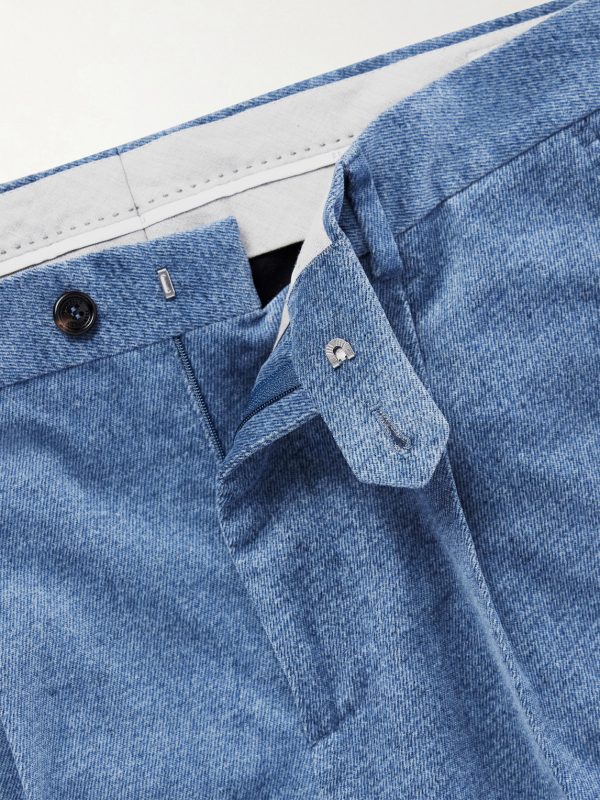 Straight-Leg Pleated Cotton-Velvet Suit Trousers - E1 Straight-Leg Pleated Cotton-Velvet Suit Trousers - E1