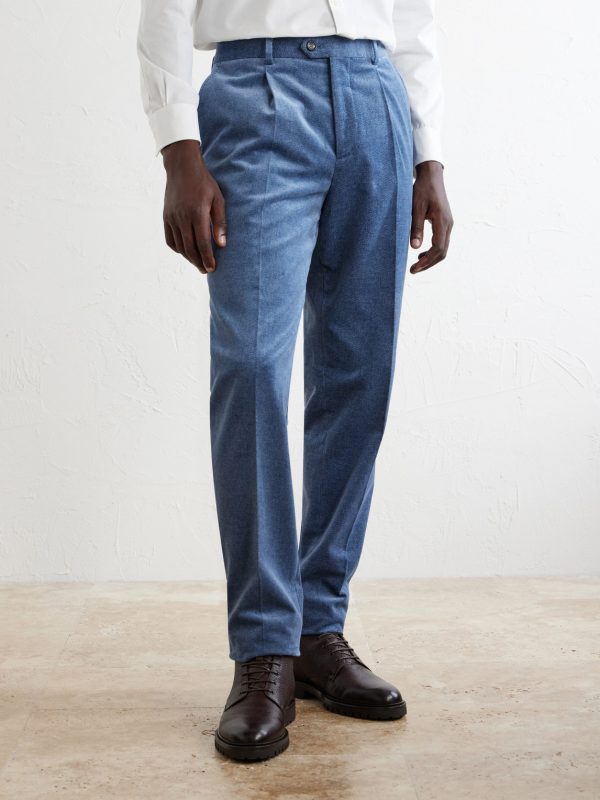 Straight-Leg Pleated Cotton-Velvet Suit Trousers - FR Straight-Leg Pleated Cotton-Velvet Suit Trousers - FR