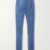 Straight-Leg Pleated Cotton-Velvet Suit Trousers Straight-Leg Pleated Cotton-Velvet Suit Trousers