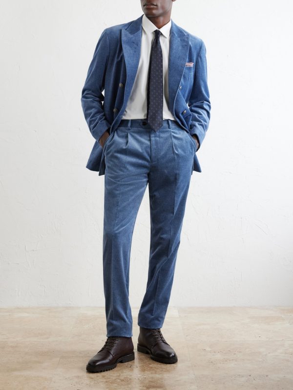 Straight-Leg Pleated Cotton-Velvet Suit Trousers - OU Straight-Leg Pleated Cotton-Velvet Suit Trousers - OU