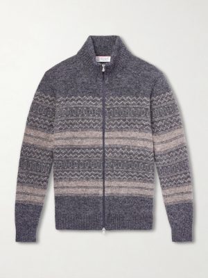 Alpaca-Blend Zip-Up Sweater