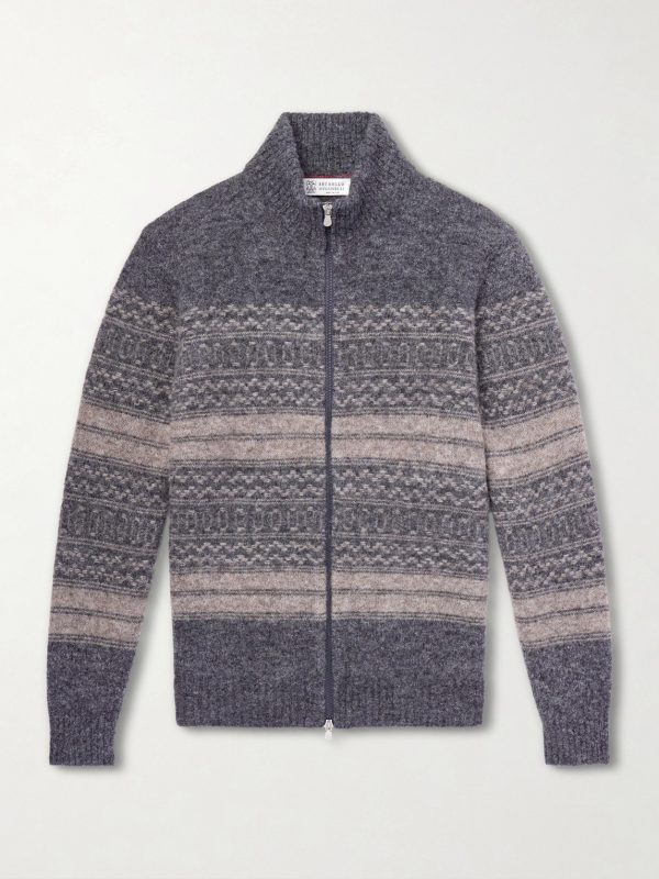 Alpaca-Blend Zip-Up Sweater