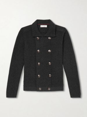 Double-Breasted Ribbed Cashmere Cardigan Double-Breasted Ribbed Cashmere Cardigan
