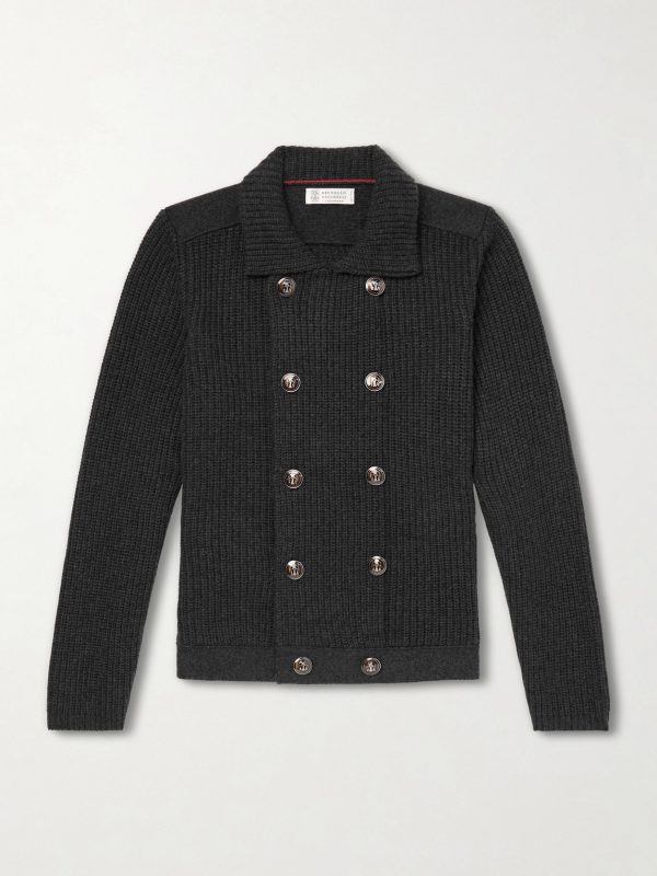 Double-Breasted Ribbed Cashmere Cardigan Double-Breasted Ribbed Cashmere Cardigan
