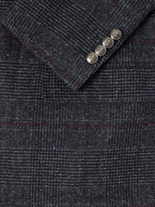 Checked Silk, Wool and Cashmere-Blend Suit Jacket - E1 Checked Silk, Wool and Cashmere-Blend Suit Jacket - E1