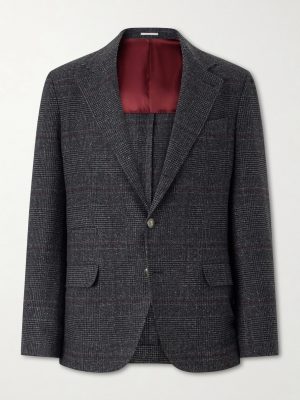 Checked Silk, Wool and Cashmere-Blend Suit Jacket Checked Silk, Wool and Cashmere-Blend Suit Jacket