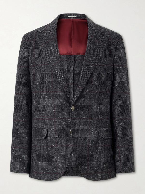 Checked Silk, Wool and Cashmere-Blend Suit Jacket Checked Silk, Wool and Cashmere-Blend Suit Jacket