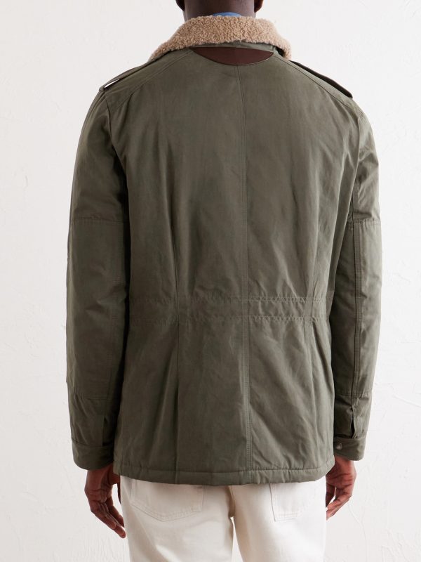 Shearling-Trimmed Padded Canvas Jacket - BK Shearling-Trimmed Padded Canvas Jacket - BK