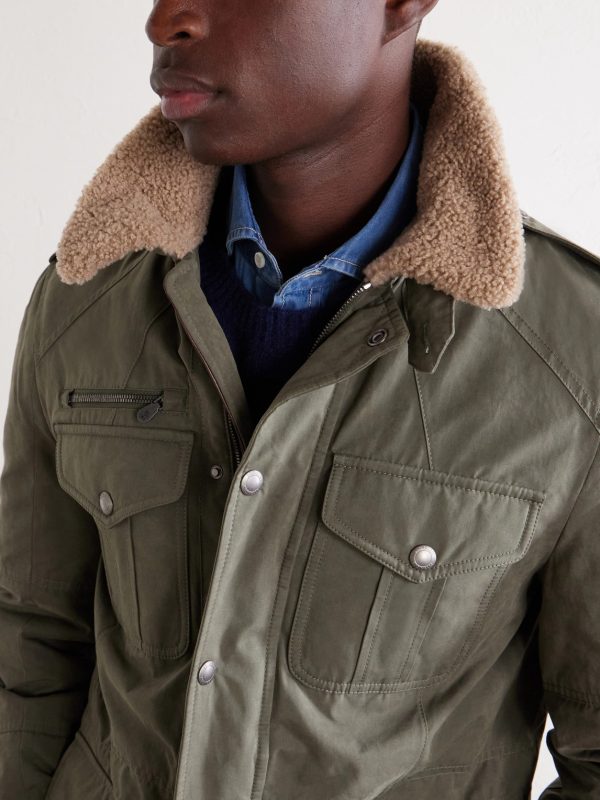 Shearling-Trimmed Padded Canvas Jacket - E1 Shearling-Trimmed Padded Canvas Jacket - E1