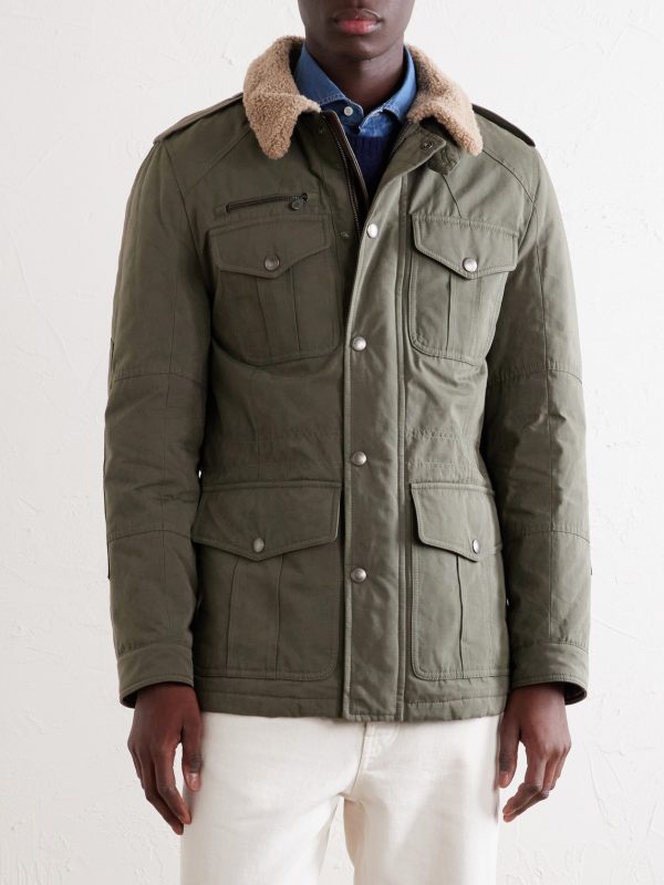 Shearling-Trimmed Padded Canvas Jacket - FR Shearling-Trimmed Padded Canvas Jacket - FR
