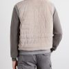 Padded Cashmere-Trimmed Quilted Suede Gilet - BK Padded Cashmere-Trimmed Quilted Suede Gilet - BK