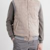 Padded Cashmere-Trimmed Quilted Suede Gilet - FR Padded Cashmere-Trimmed Quilted Suede Gilet - FR