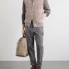 Padded Cashmere-Trimmed Quilted Suede Gilet - OU Padded Cashmere-Trimmed Quilted Suede Gilet - OU