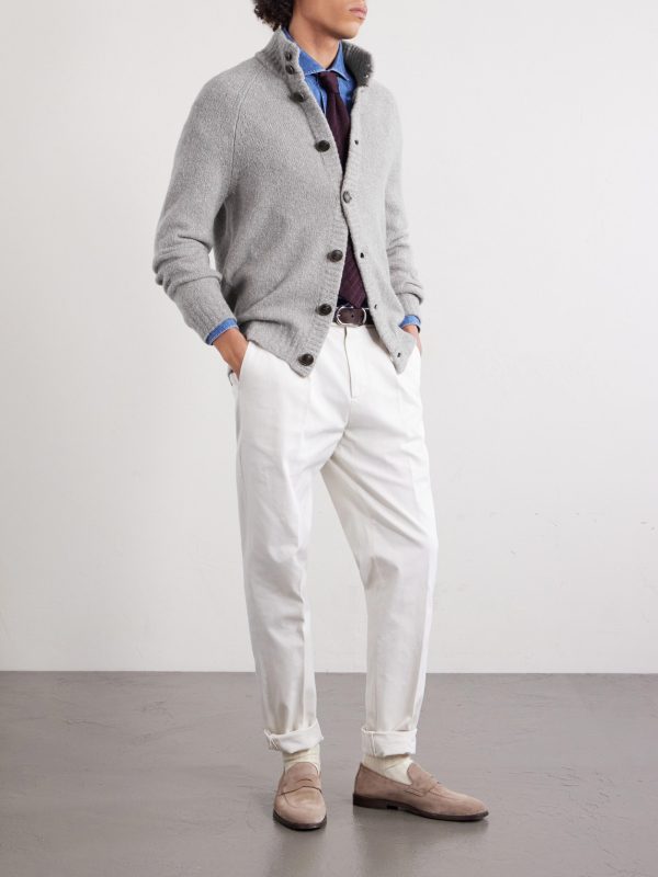 Virgin Wool, Silk and Cotton-Blend Cardigan - OU Virgin Wool, Silk and Cotton-Blend Cardigan - OU