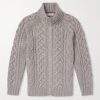 Cable-Knit Cashmere Zip-Up Sweater Cable-Knit Cashmere Zip-Up Sweater