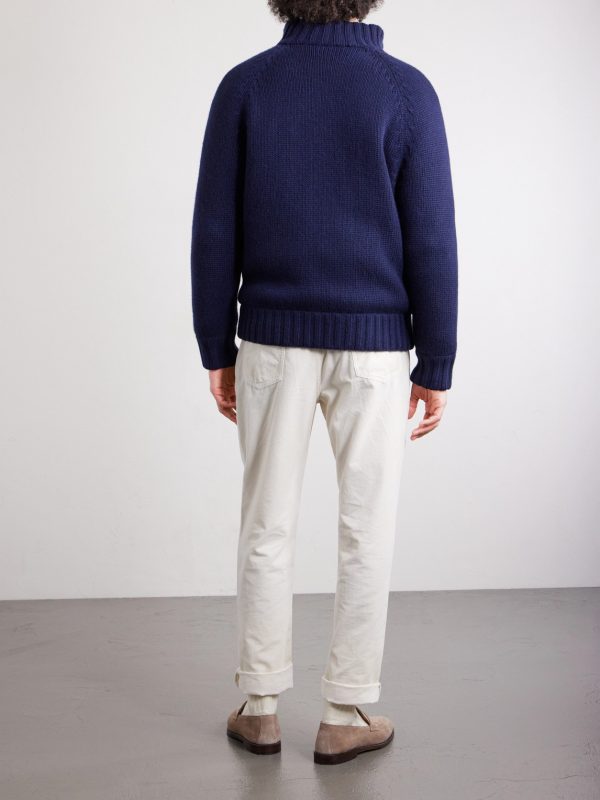 Cashmere Zip-Up Down Cardigan - BK