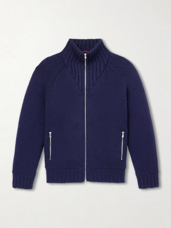 Cashmere Zip-Up Down Cardigan