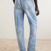 Straight-Leg Logo-Embroidered Distressed Jeans - BK Straight-Leg Logo-Embroidered Distressed Jeans - BK