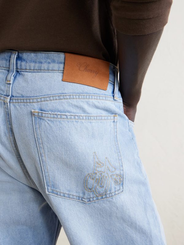 Straight-Leg Logo-Embroidered Distressed Jeans - CU Straight-Leg Logo-Embroidered Distressed Jeans - CU