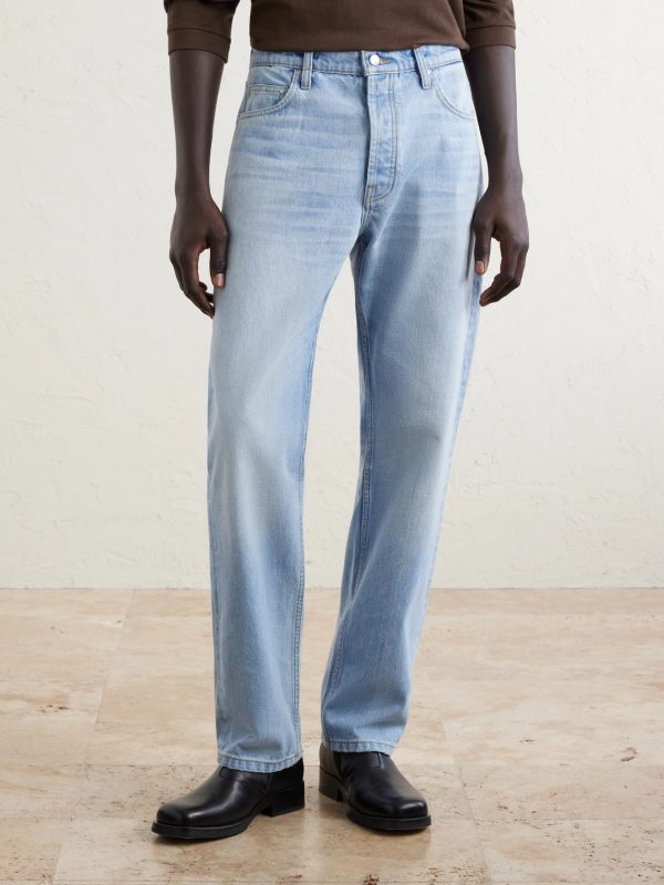 Straight-Leg Logo-Embroidered Distressed Jeans - FR Straight-Leg Logo-Embroidered Distressed Jeans - FR