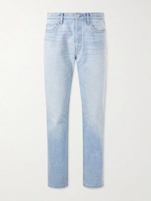 Straight-Leg Logo-Embroidered Distressed Jeans Straight-Leg Logo-Embroidered Distressed Jeans