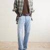 Straight-Leg Logo-Embroidered Distressed Jeans - OU Straight-Leg Logo-Embroidered Distressed Jeans - OU