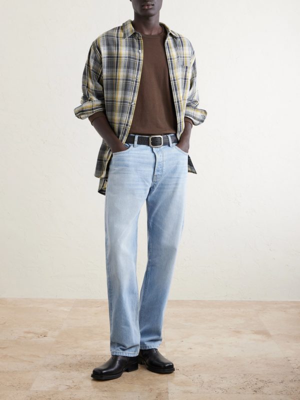 Straight-Leg Logo-Embroidered Distressed Jeans - OU Straight-Leg Logo-Embroidered Distressed Jeans - OU