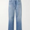 Wide-Leg Logo-Embroidered Distressed Jeans Wide-Leg Logo-Embroidered Distressed Jeans