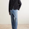 Wide-Leg Logo-Embroidered Distressed Jeans - OU Wide-Leg Logo-Embroidered Distressed Jeans - OU