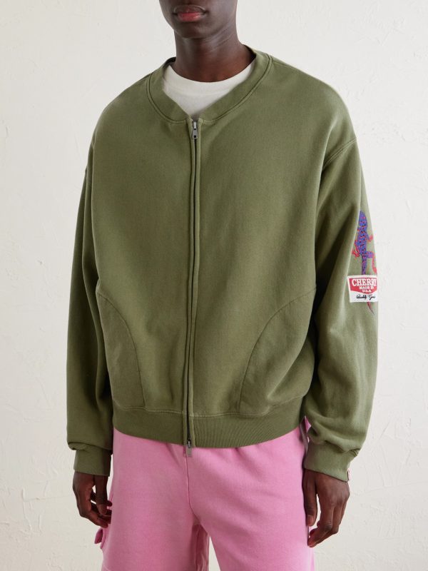 Logo-Embroidered Cotton-Jersey Zip-Up Sweatshirt - FR Logo-Embroidered Cotton-Jersey Zip-Up Sweatshirt - FR