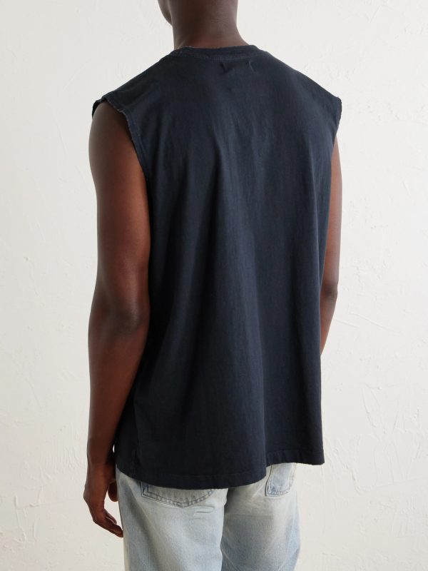 Logo-Printed Distressed Cotton-Jersey Tank Top - BK Logo-Printed Distressed Cotton-Jersey Tank Top - BK