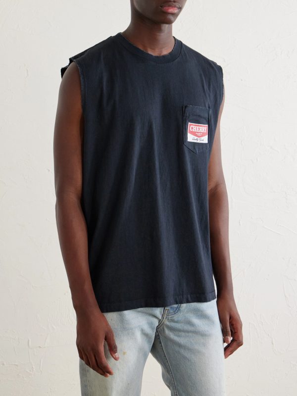 Logo-Printed Distressed Cotton-Jersey Tank Top - FR Logo-Printed Distressed Cotton-Jersey Tank Top - FR