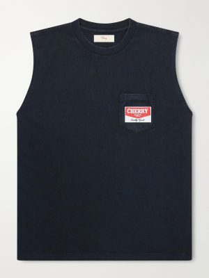 Logo-Printed Distressed Cotton-Jersey Tank Top Logo-Printed Distressed Cotton-Jersey Tank Top