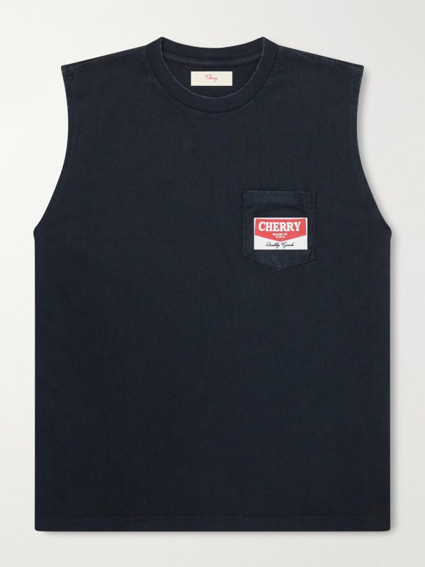 Logo-Printed Distressed Cotton-Jersey Tank Top Logo-Printed Distressed Cotton-Jersey Tank Top
