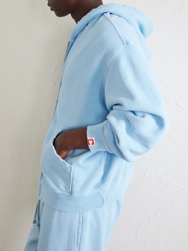 Distressed Cotton-Fleece Zip-Up Hoodies - CU Distressed Cotton-Fleece Zip-Up Hoodies - CU