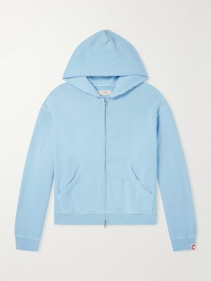 Distressed Cotton-Fleece Zip-Up Hoodies