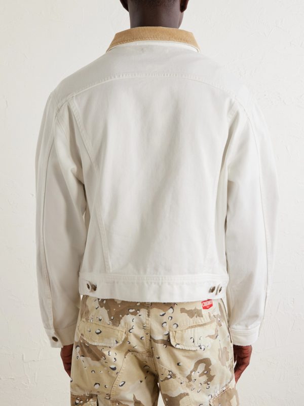 Corduroy-Trimmed Denim Jacket - BK