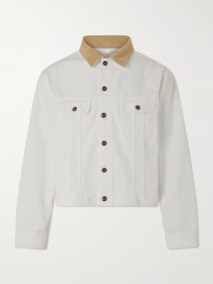 Corduroy-Trimmed Denim Jacket