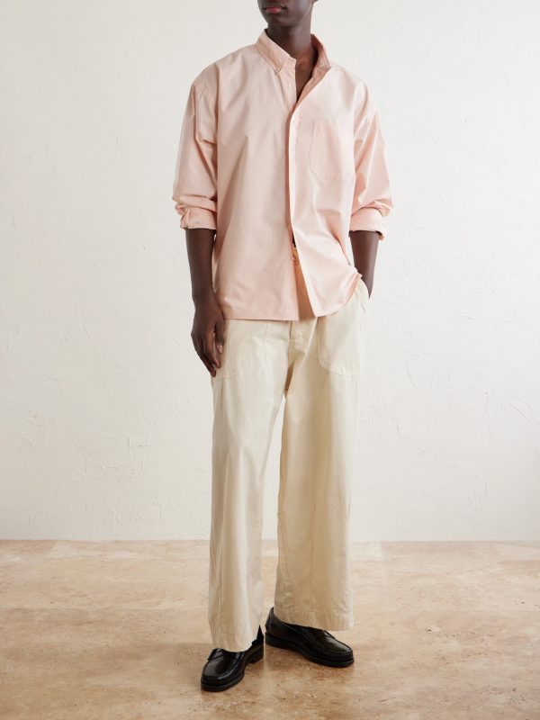 Wide-Leg Cotton Twill Trousers - OU Wide-Leg Cotton Twill Trousers - OU