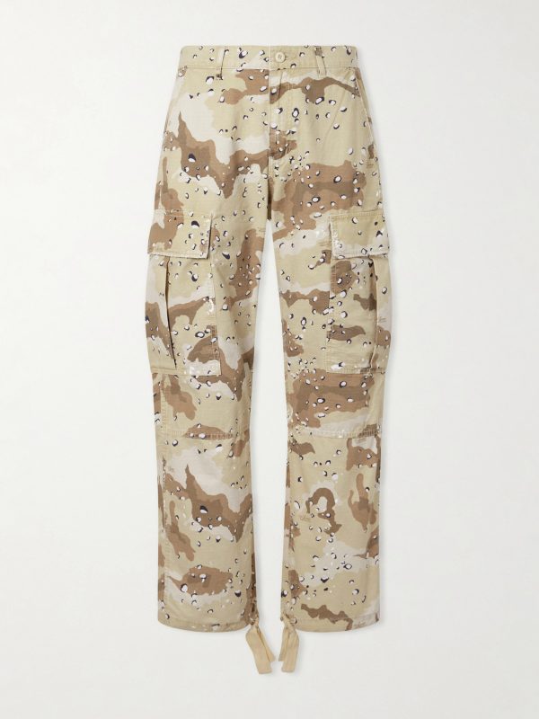 Wide-Leg Camouflage-Print Cotton Trousers Wide-Leg Camouflage-Print Cotton Trousers