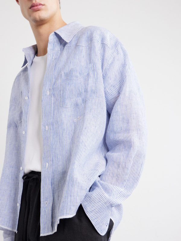 Striped Linen Western Shirt - CU Striped Linen Western Shirt - CU