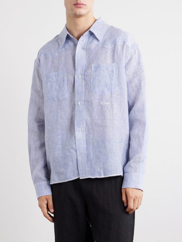 Striped Linen Western Shirt - FR Striped Linen Western Shirt - FR